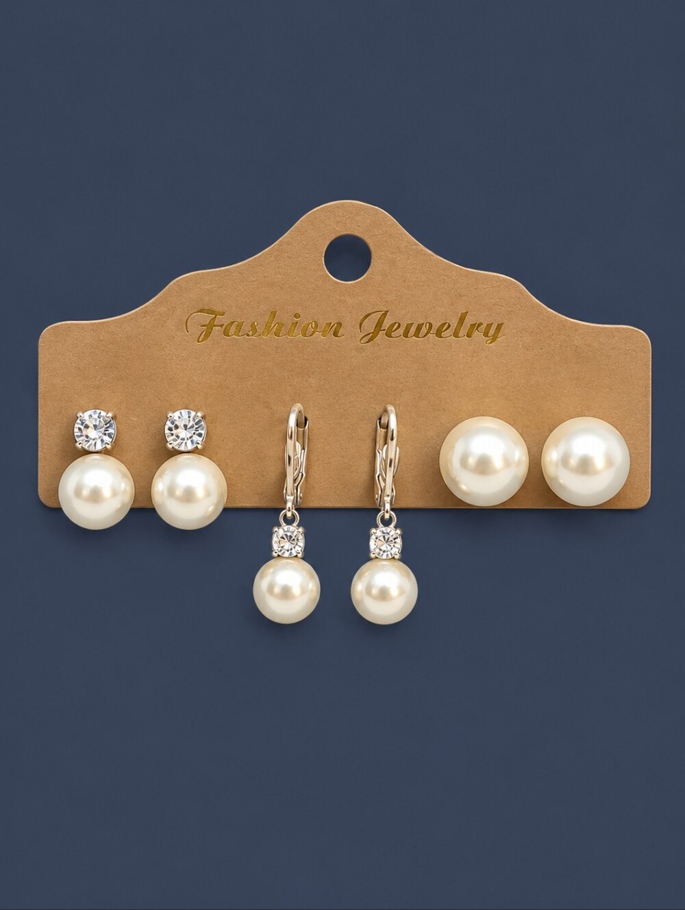 3/$30 Set of Three White Acrylic Pearl Formal Bridal Leverback and Post Earrings